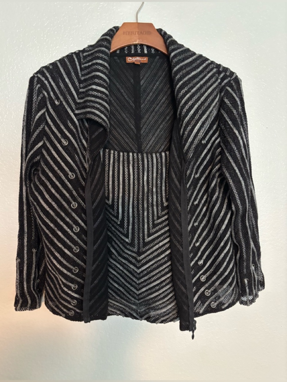 Vintage 14 Black Silver Ribbon Grommet Design Tank n Jacket Set Plus
